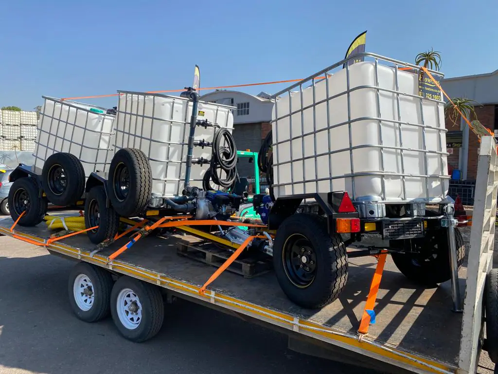 Delivered fire-fighting equipment and trailer support.