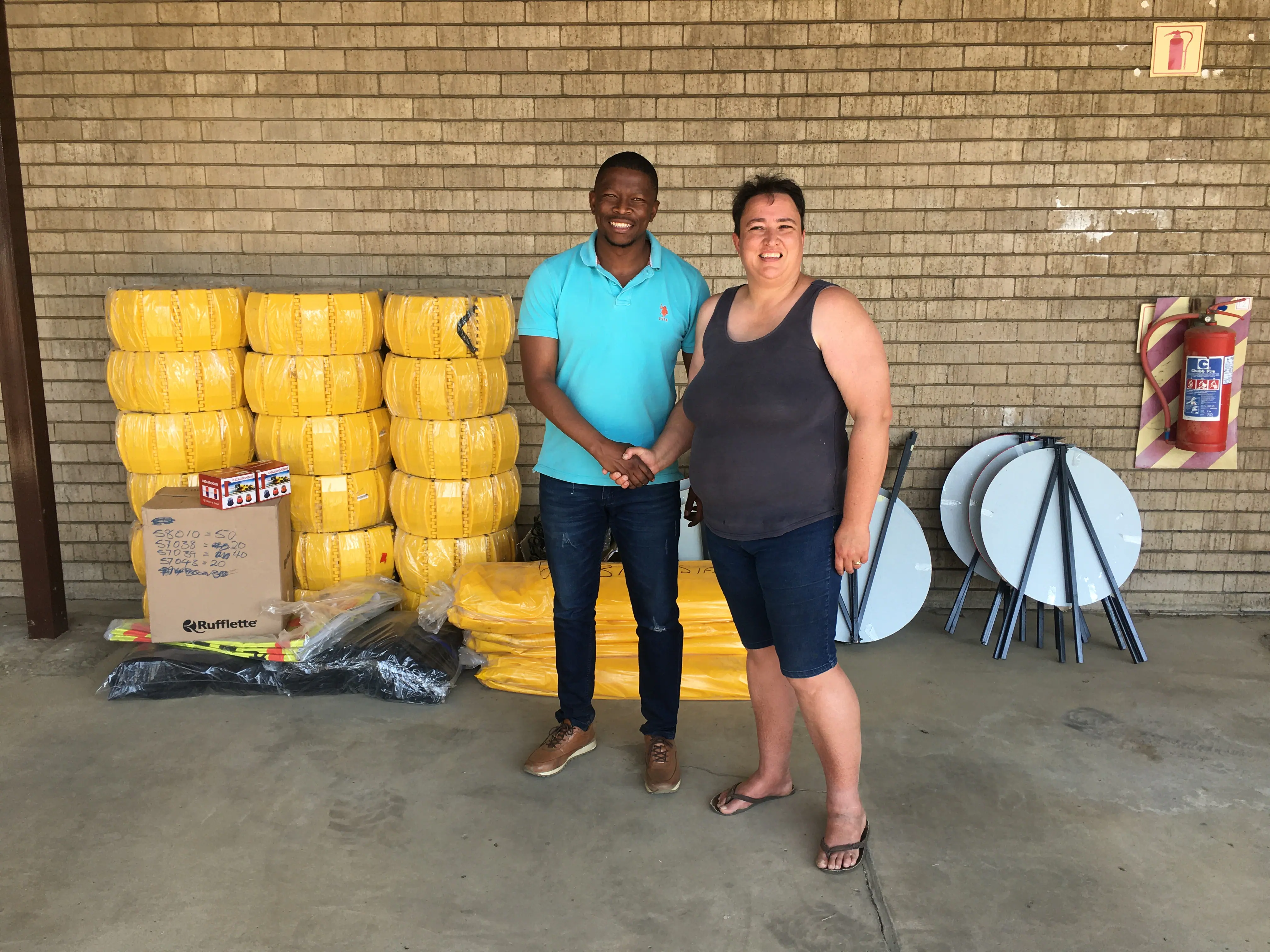 Delivered road block and field equipment support.